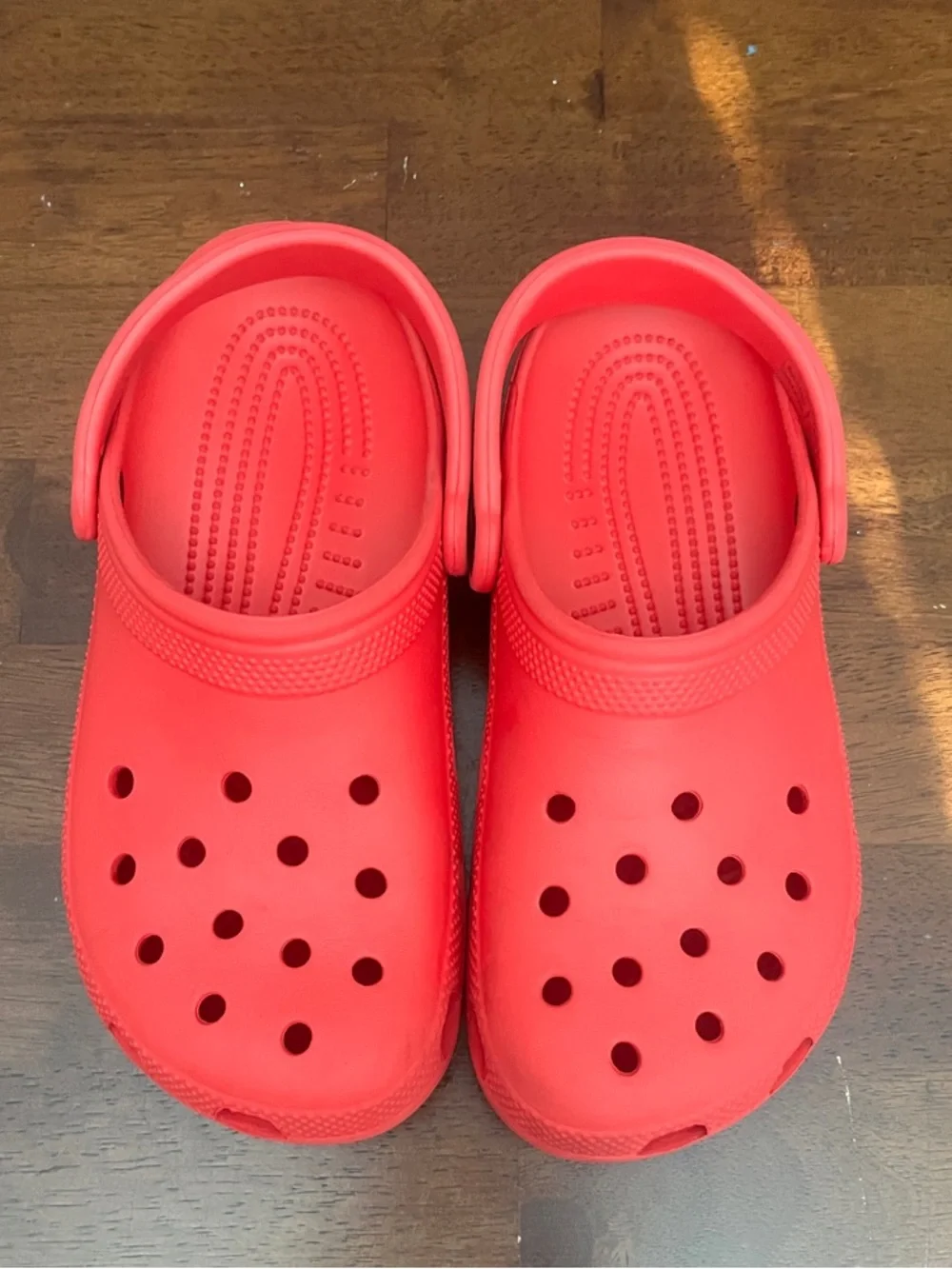 CROCS Kids Bright Red Slip-On Clogs with Heel Strap